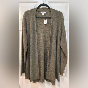 NWT C.J.Banks Marled Olive Cardigan Sweater Size 1X 100% Cotton Mature Academia